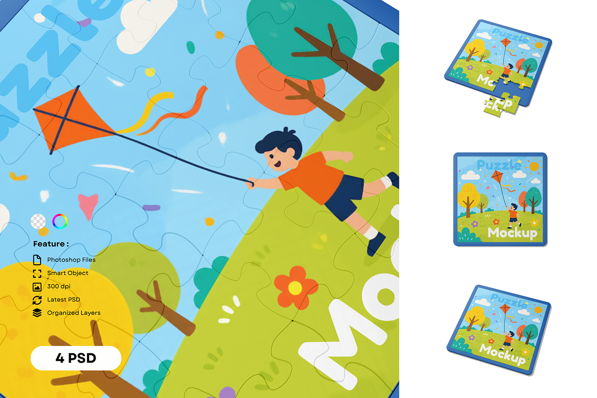 Kids_Puzzle_Mockup, a Merchandise Mockup by DSNA Mockup (Photo 1 of 5)