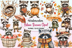 Autumn Raccoons Clipart, a Graphic by CitraGraphics