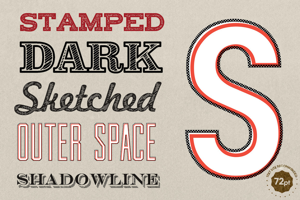 17 Old Type Graphic Styles, a Layer Style Add-On by Type Box (Photo 8 of 9)