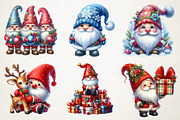 Cute Christmas Gnomes Watercolor PNG, an Illustration by RobertsArt (Thumbnail 4 of 5)