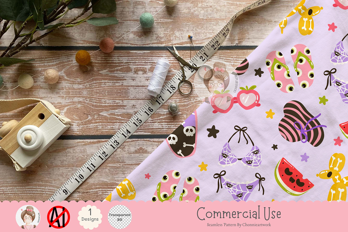 Summerween Seamless Pattern, a Pattern Graphic by Chonnieartwork (Photo 4 of 5)