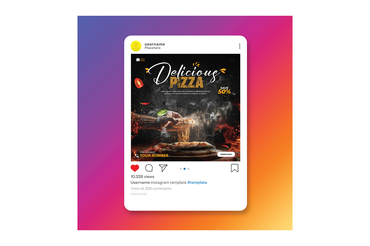 Pizza Flyer Design Template, a Flyer Template by YUDesignStore (Photo 5 of 6)