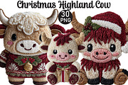 Crochet Christmas Highland Cow, an Illustration by Black Bird Studio (Thumbnail 1 of 6)
