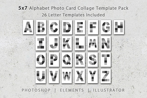 5x7 Alphabet Photo Template Pack