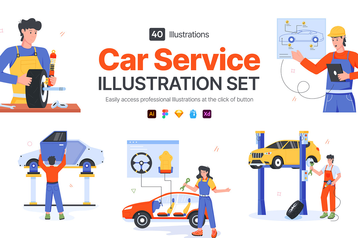 Car Service Illustrations, a Transportation Illustration by Vectors Market (Photo 1 of 9)