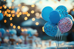 Festive balloons with confetti, cele, a Background Photo by Pixeness Studio