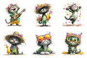 Whimsical Summer Cats Clipart Bundle, an Illustration by Dream Creation (Thumbnail 2 of 8)