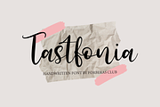 Tastfonia, a Script Font by Forberas Club (Thumbnail 1 of 7)