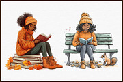 Autumn Black Woman Reading Clip Art, an Illustration by Sublimation Artist (Thumbnail 3 of 6)