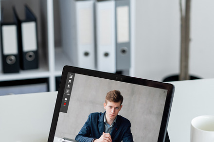 video interview web chat business people on tablet, a Business Photo by Photo Drive Studio