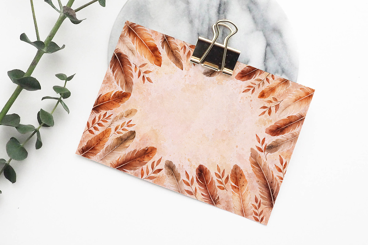 Watercolor Feathers Borders, a Background Graphic by Forhadx5 (Photo 12 of 14)