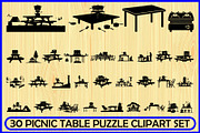 Picnic Table Puzzle Clipart Set, an Object Illustration by Designer_Momina (Thumbnail 1 of 15)