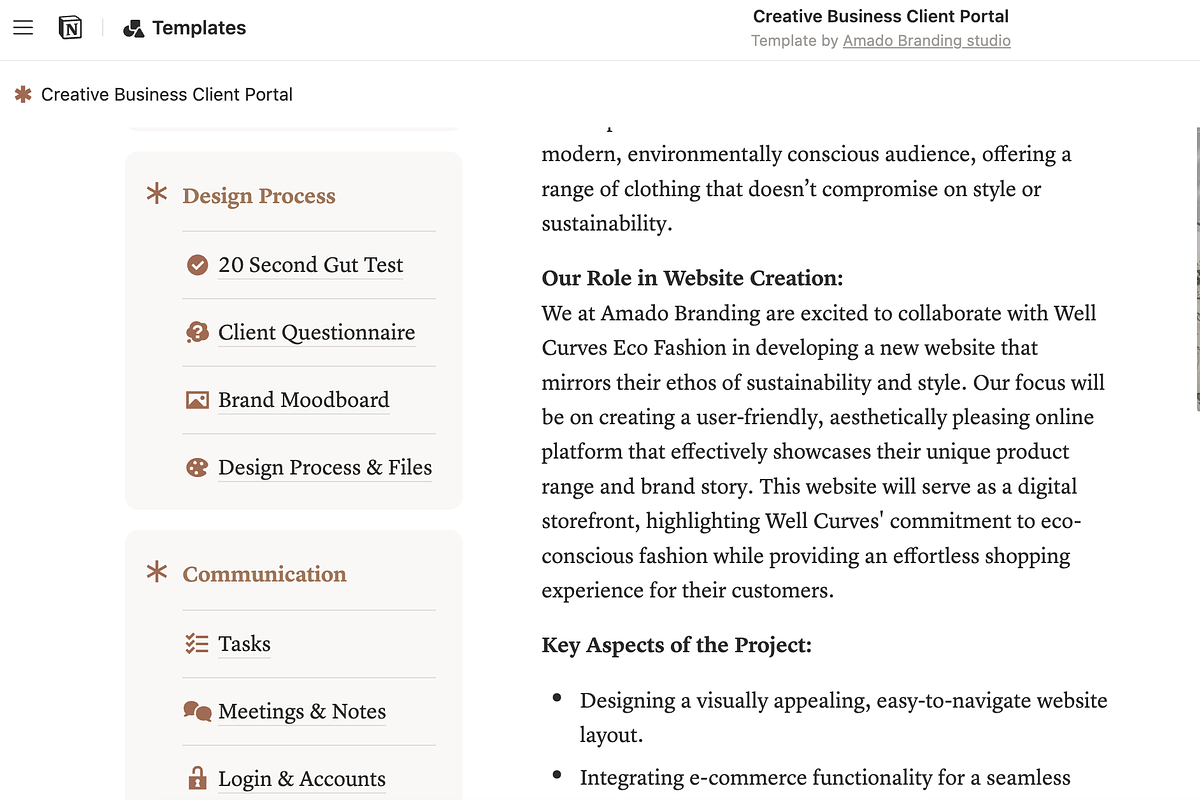 Notion Creative Proposal Template, a Marketing Template by Amado Brand Design Studio (Photo 5 of 5)