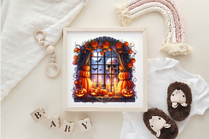 Window Halloween Sublimation Clipart