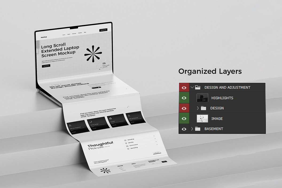 Laptop Long Scroll Screen Mockup, a Mac Mockup by RamStudio2 (Photo 8 of 13)