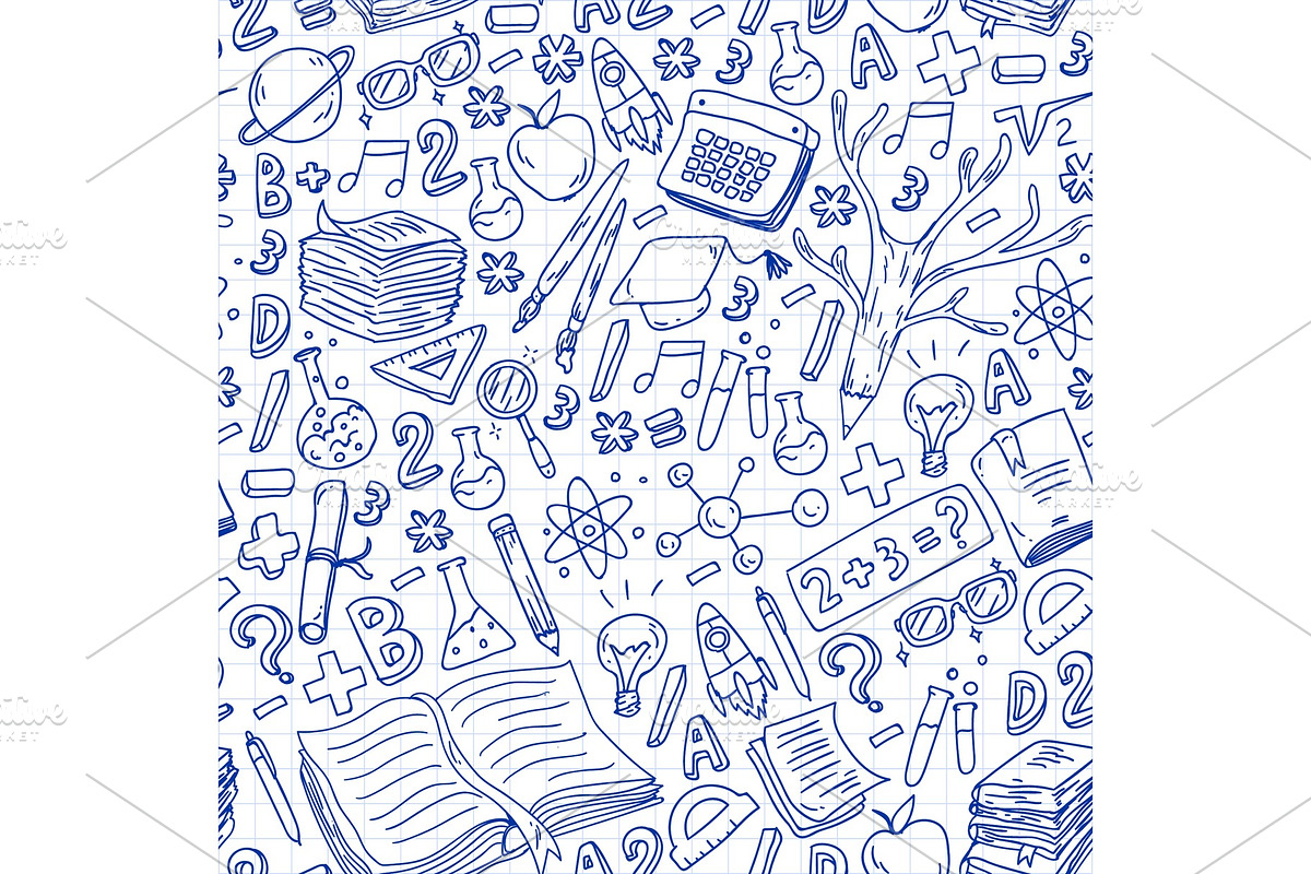 Seamless pattern. School, college, an Education Illustration by Doodle