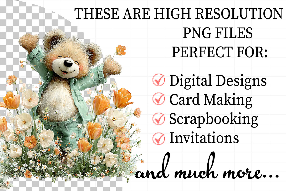 Spring Teddy Bear Illustration Bundl, an Illustration by Daily.Designs (Photo 2 of 8)