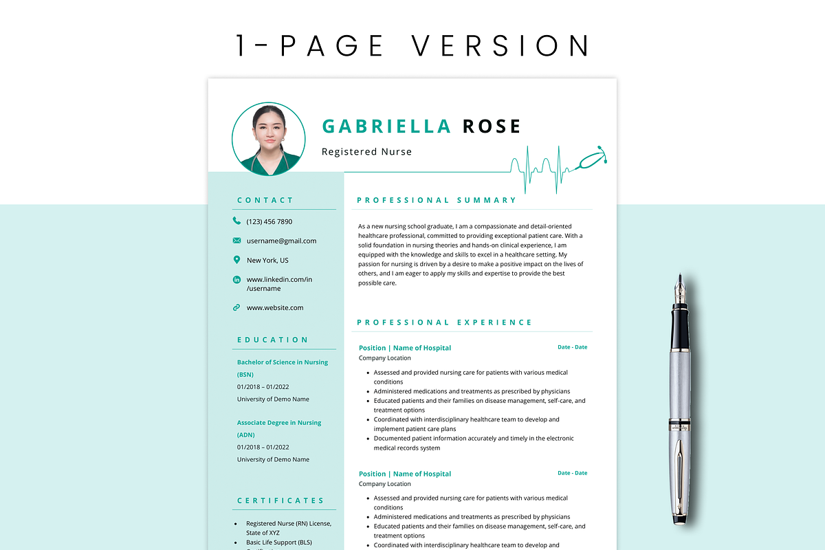 Nursing, Nurse Resume Template, a Resume Template by MondaySpark (Photo 4 of 7)