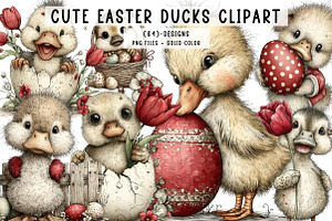 Cute Easter Ducks Clipart, an Illustration by CreationArt