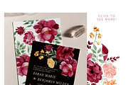 Burgundy and Gold Floral Collection, an Illustration by One and Only Paper (Thumbnail 4 of 6)