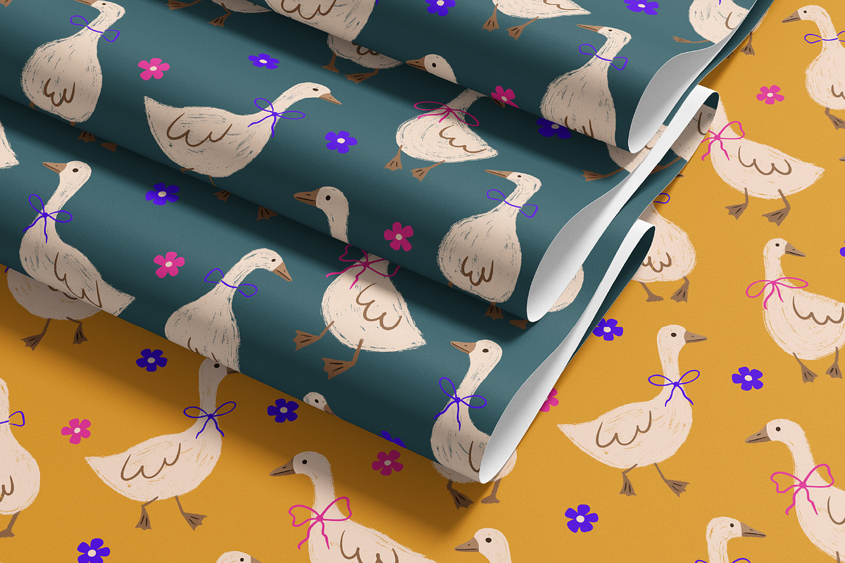 Cute Geese - Seamless Pattern, a Pattern Graphic by Alona Savchuk (Photo 6 of 11)