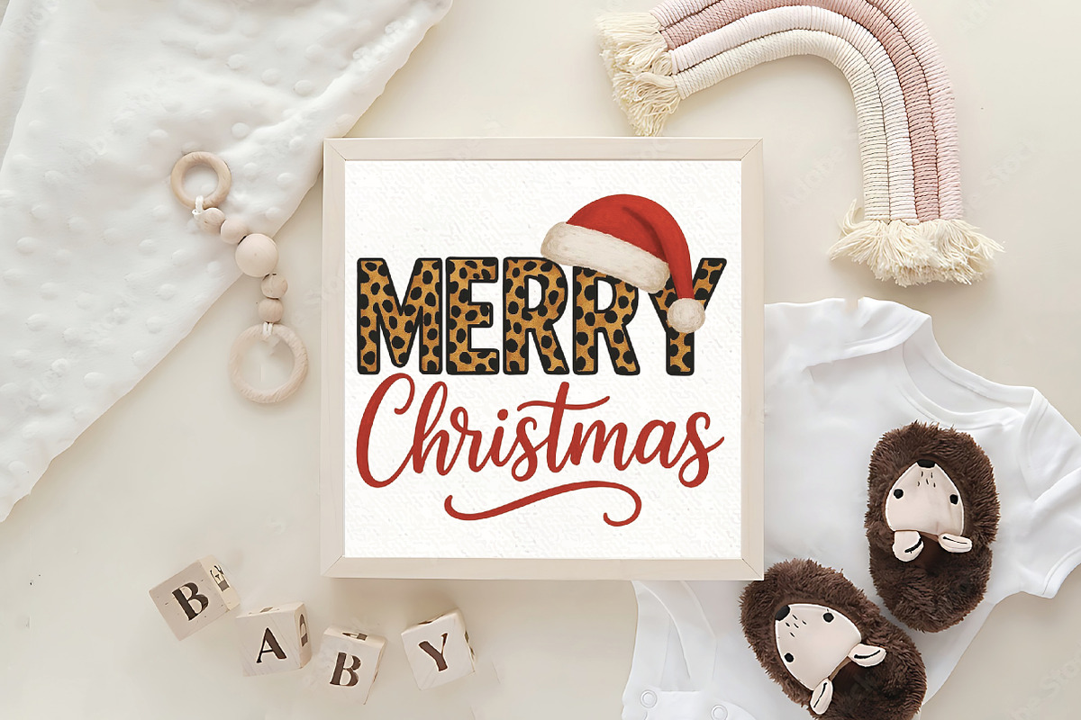 Merry Christmas Leopard Santa Hat, an Illustration by CraftArtStudio (Photo 4 of 4)