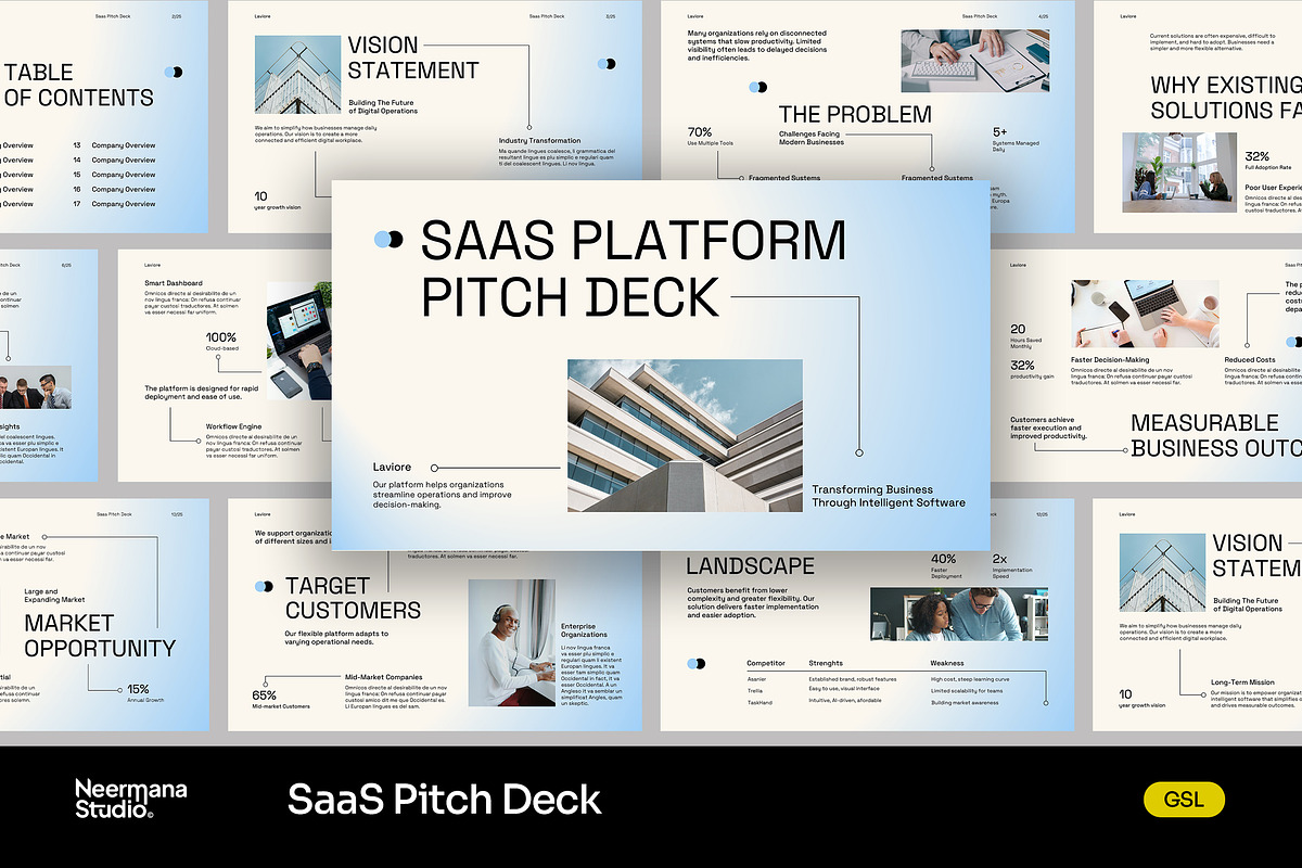 Gradient SaaS Pitch Deck GSL, a Presentation Template by Neermana (Photo 1 of 4)