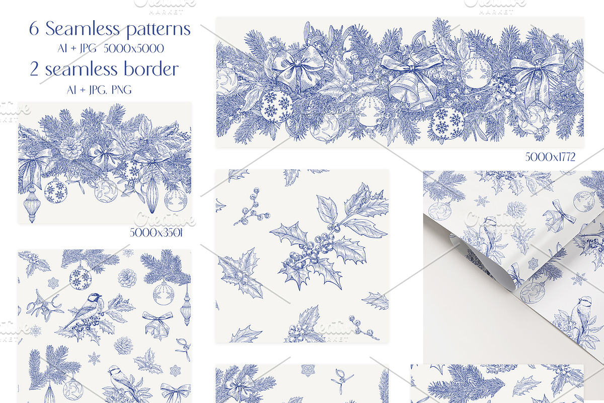 Hand drawn Christmas Toile set, an Object Illustration by ON_lineart_store (Photo 8 of 10)