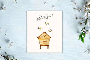 Watercolor Honey Bee Clipart