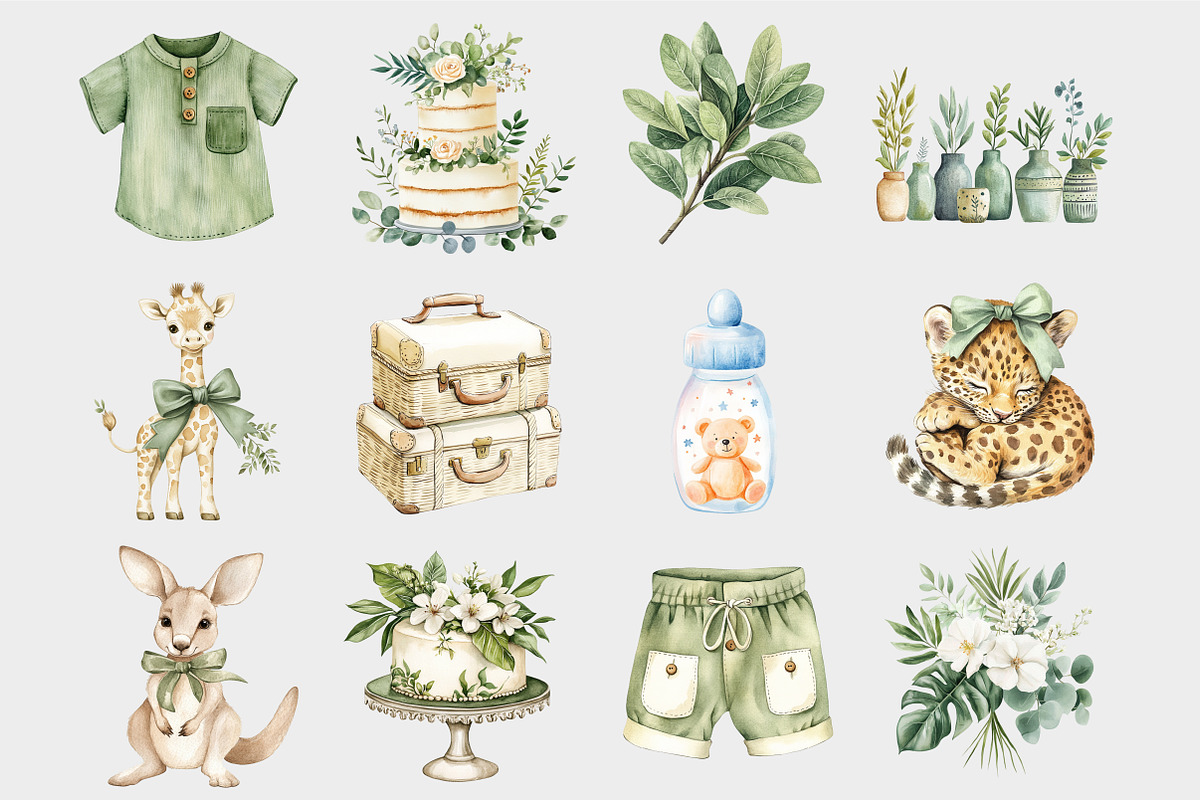Watercolor Cute Safari Clipart, a Seasonal Illustration by Design Market (Photo 5 of 5)