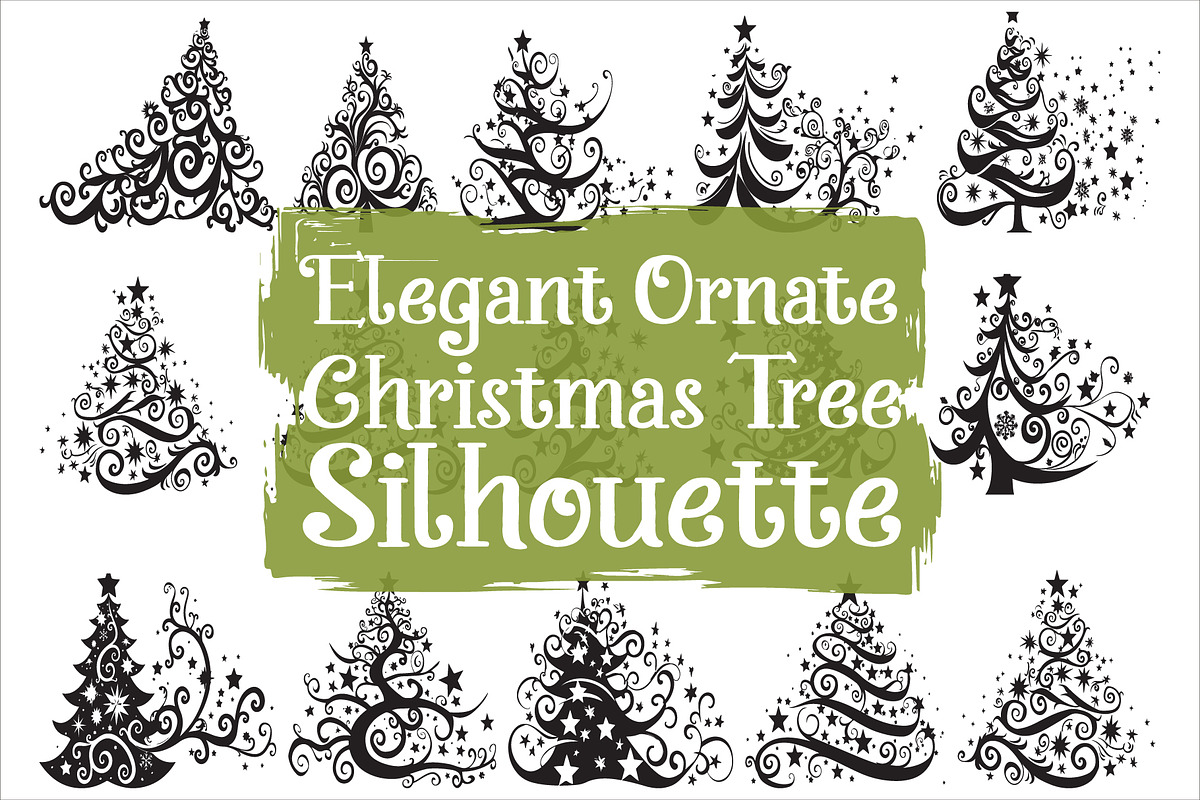 Decorative Holiday Tree Silhouette, an Illustration by hafijul