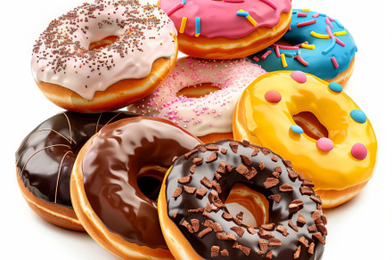 Round of colorful donuts with chocol, a Background Photo by Pixeness