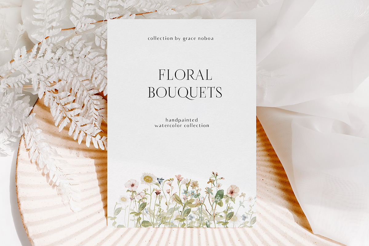 Watercolor Bunny & Wildflowers  set, a Decorative Illustration by Grace Noboa Illustrations (Photo 2 of 11)