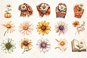 Watercolor Daisy Autumn Clipart, an Illustration by Rose Art (Thumbnail 2 of 7)