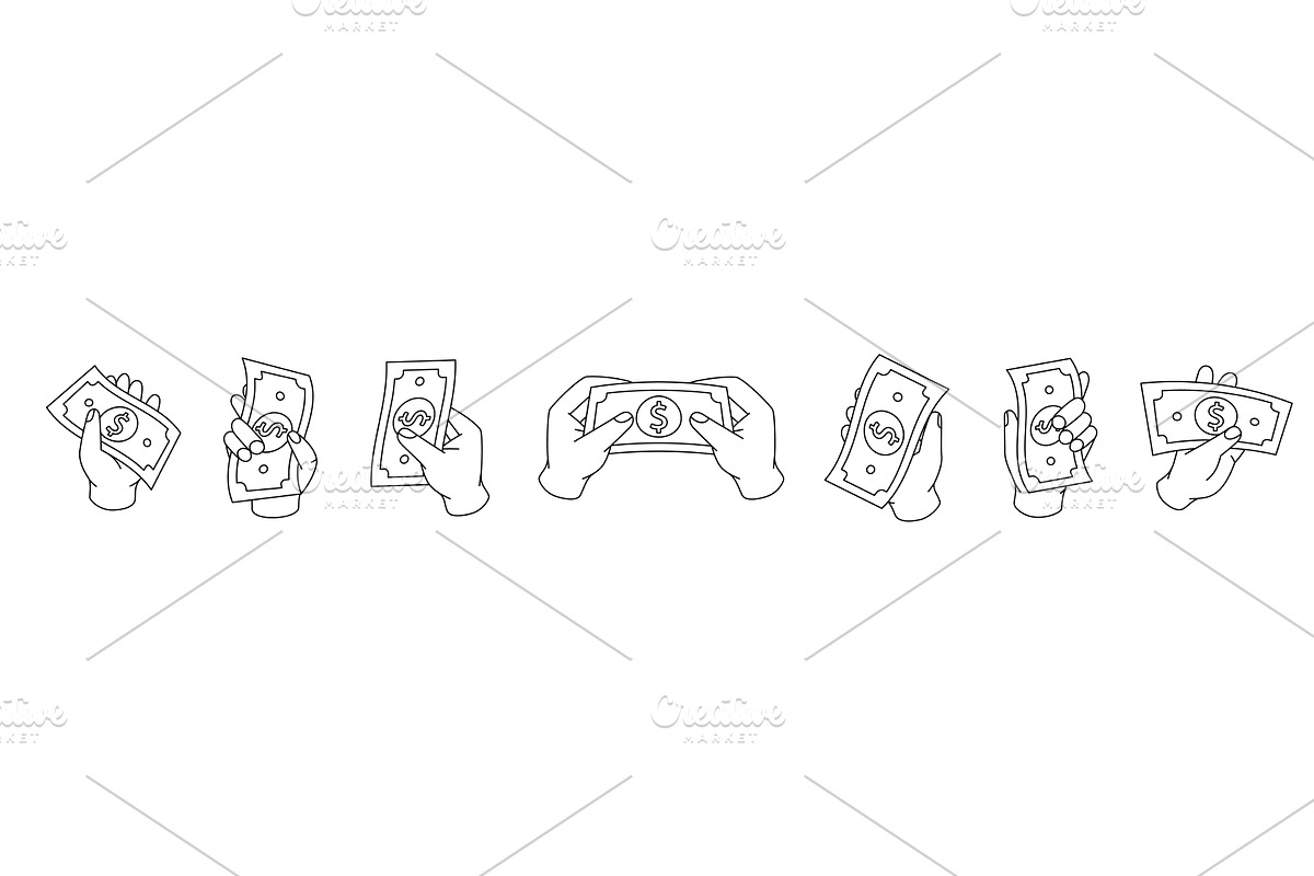 Hands holding a dollar bills, a Finance Illustration by GraphiShop