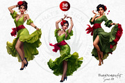Flamenco dancer spanish woman Set, a Person Illustration by ThatsDesignArt (Thumbnail 6 of 10)