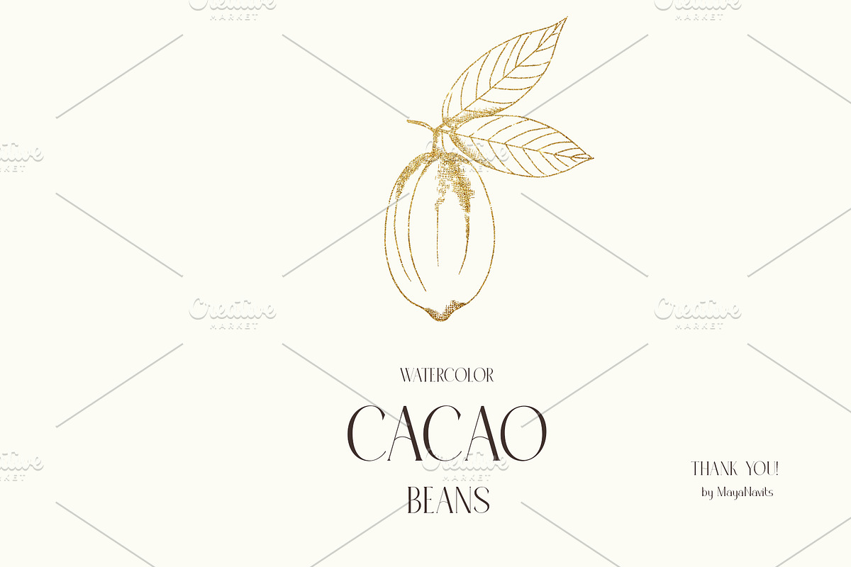 Watercolor Cacao Beans, a Food Illustration by MayaNavits (Photo 13 of 13)