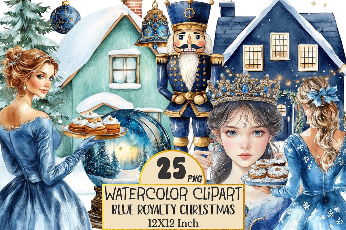 Blue Royalty Christmas Clipart, an Illustration by Rose Art (Photo 1 of 4)
