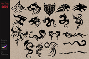 Tribal Tattoo Pack Stamp Animals Art