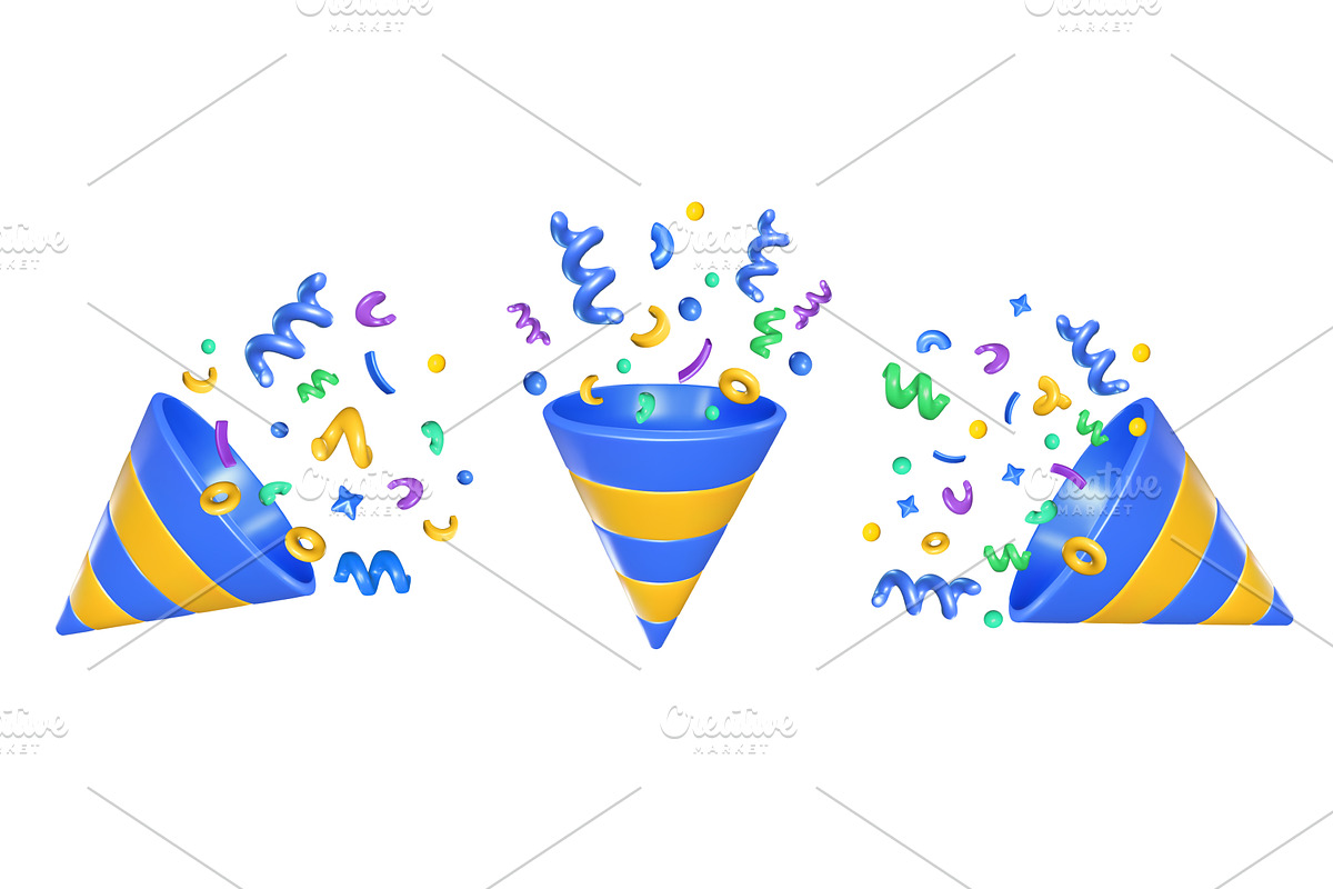 Party popper 3d icon. Birthday, an Object Illustration by winwin.art