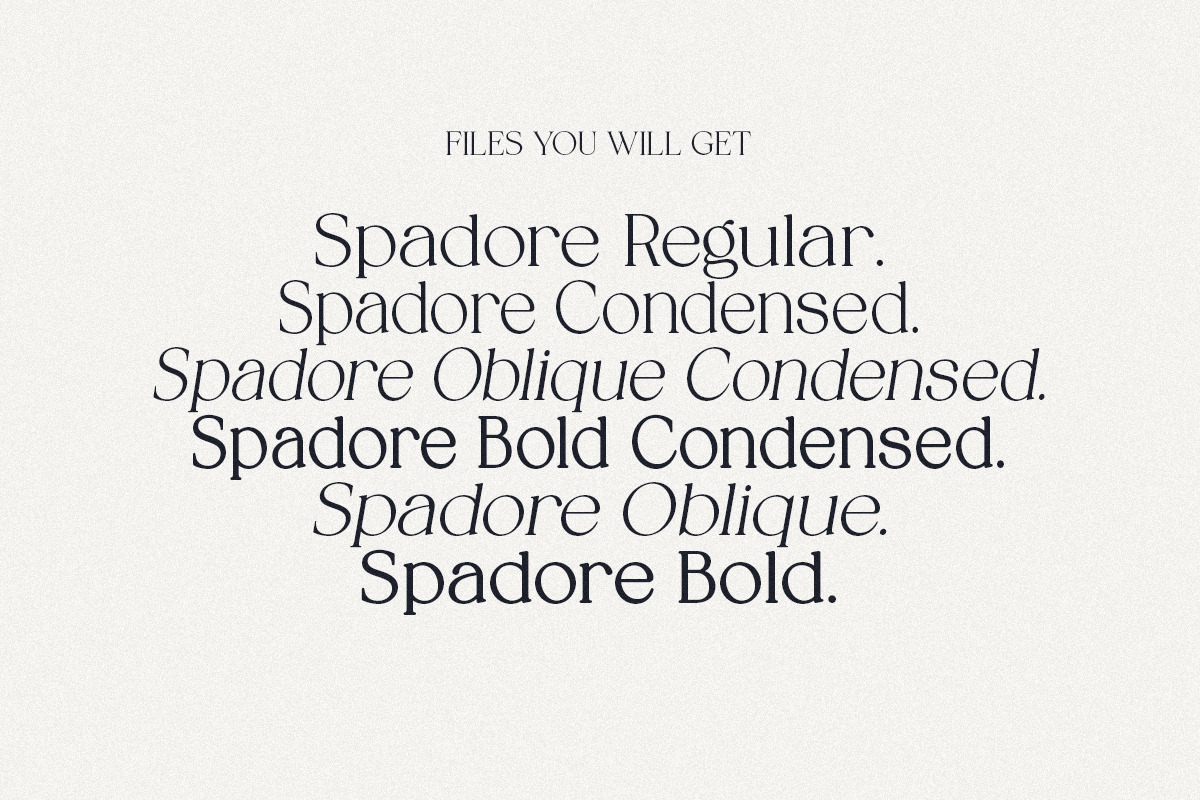 Spadore | 6 Font Files, a Serif Font by Pista Mova (Photo 2 of 18)