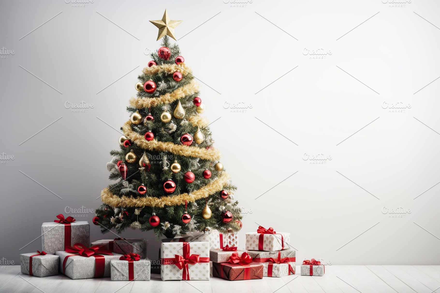 Decorated christmas fir tree with gift boxes, a Holiday Photo by AlyaAnd