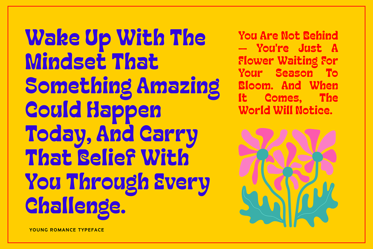 Young Romance - Retro Display Font, a Sans Serif Font by Sronstudio (Photo 3 of 13)
