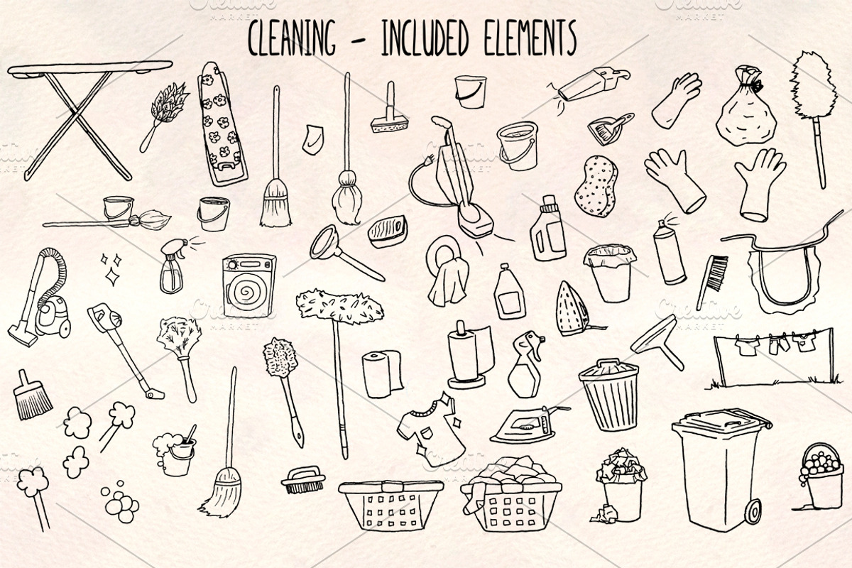Cleaning and Housework Vector Bundle, a Work Illustration by Violet LeBeaux (Photo 1 of 3)