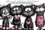 Whimsical Valentines Cat Clipart, an Animal Illustration by Black Bird Studio (Thumbnail 1 of 6)