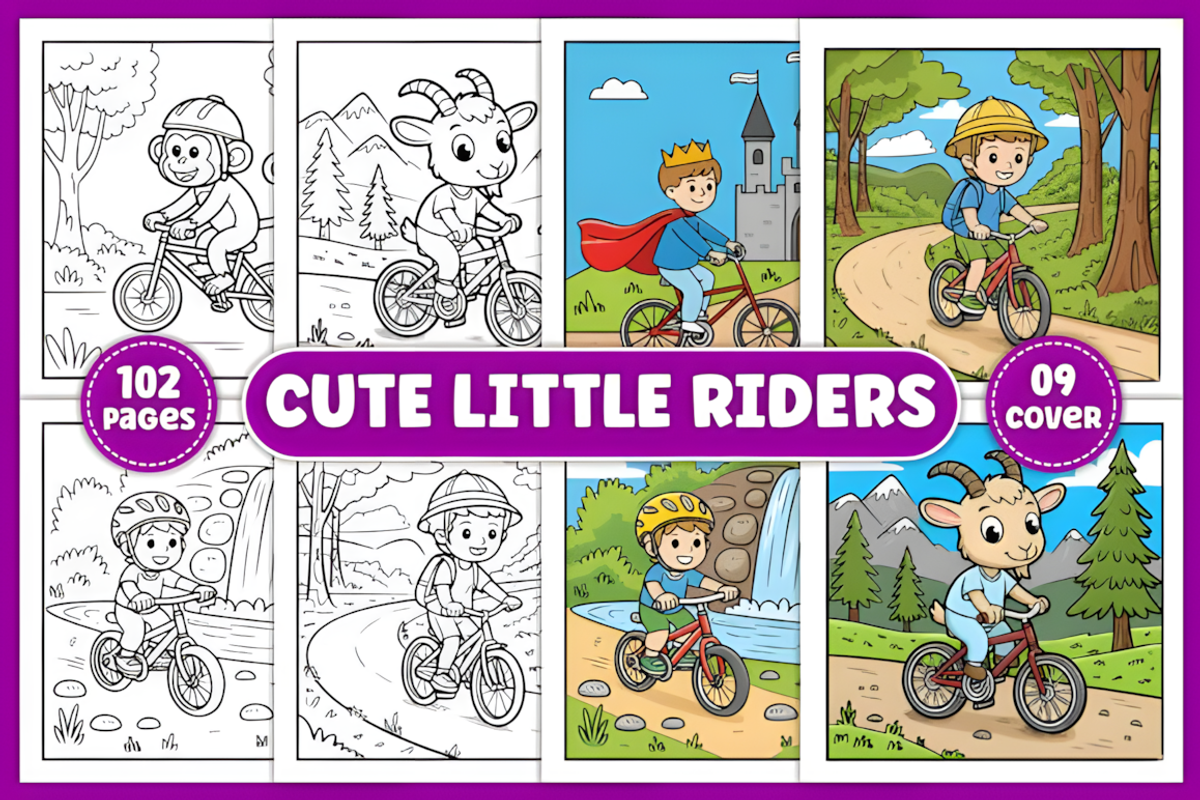 Little Riders Coloring Pages for Kid, a Decorative Illustration by Design Station (Photo 1 of 4)