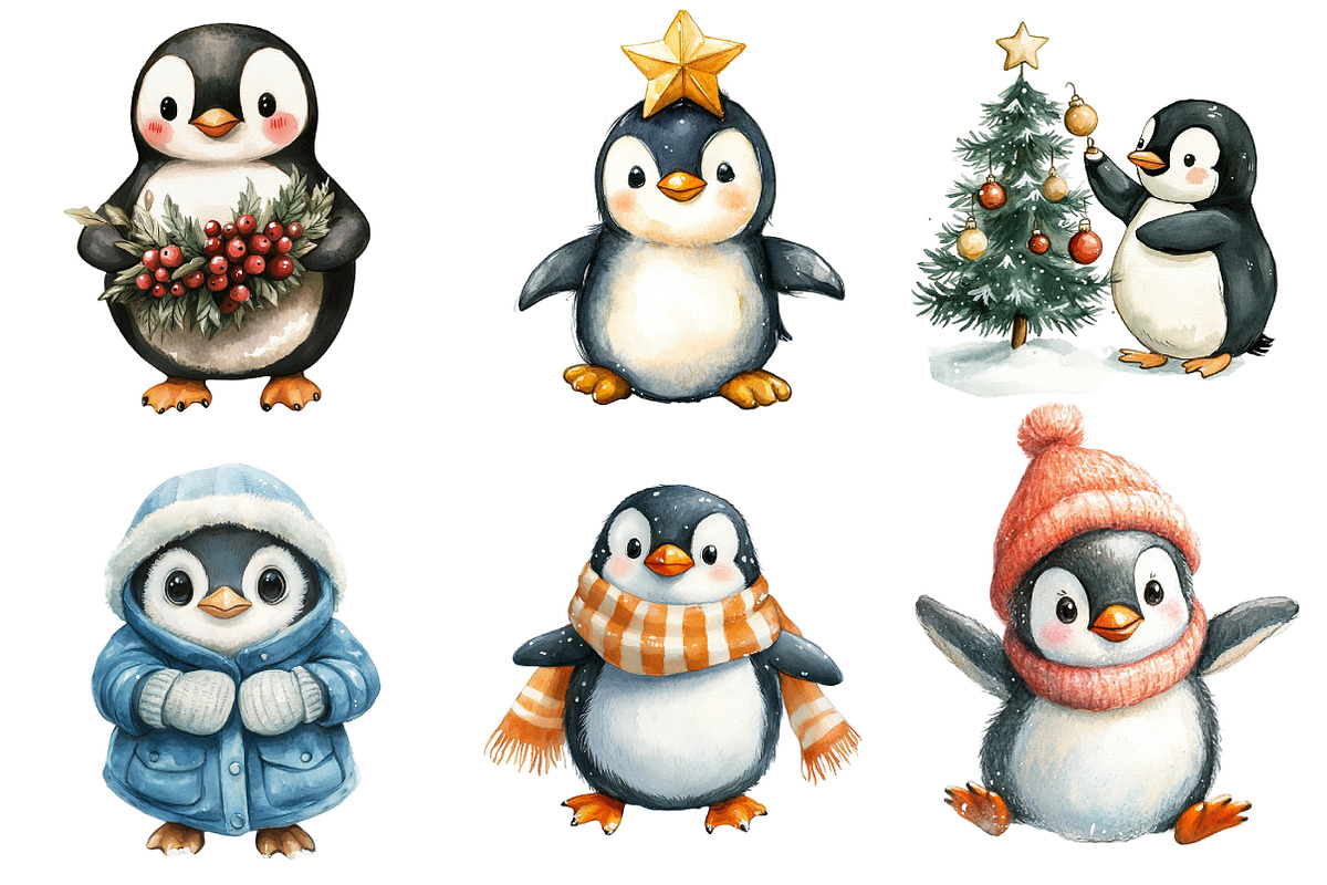 Winter Penguin Clipart PNG, an Illustration by Dream Creation (Photo 3 of 5)