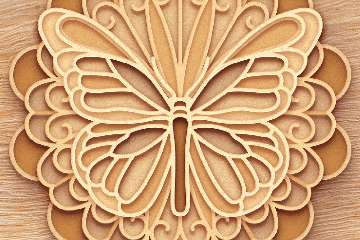 Butterfly 3D Mandala - Cut files, an Object Graphic by Arshad Ali (Photo 3 of 8)