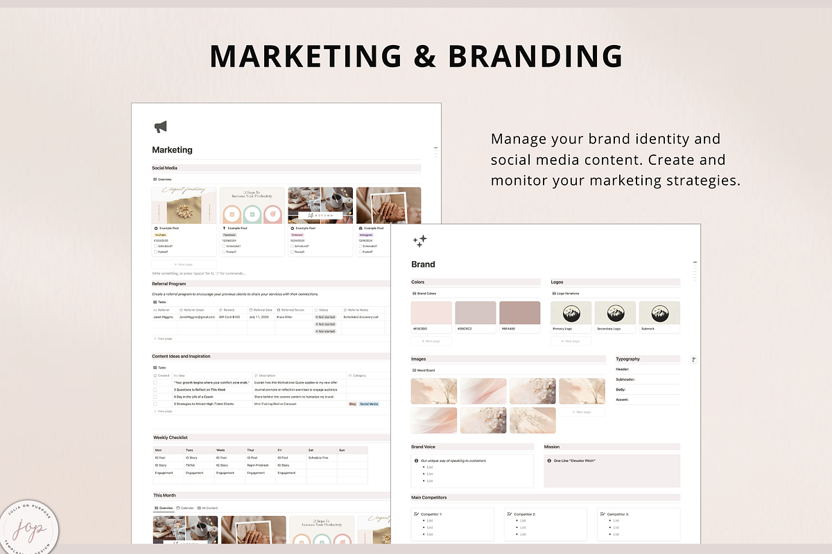 Notion PLR Template Business Planner, a Templates & Theme by Julia On Purpose (Photo 4 of 9)