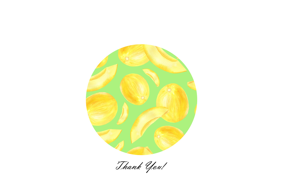 Watercolor Melon Seamless Patterns, a Food Illustration by OlDm_Shop (Photo 10 of 10)